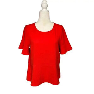 Madewell Red Bell Sleeved Blouse Size S